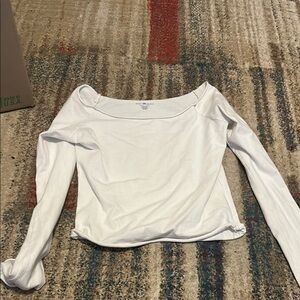 Brandy Melville Women's White Long Sleeve Off The Shoulder Top